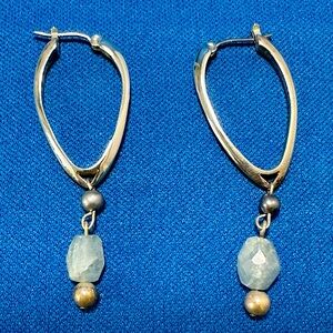 Carolee Sterling 925 and Natural Stone/Quartz Pierced Dangle Earrings- Classic